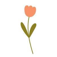 linda flor rosa com folhas isoladas no fundo branco. ilustração vetorial em estilo simples desenhados à mão. perfeito para cartões, logotipo, decorações, designs de primavera e verão. clipart botânico. vetor