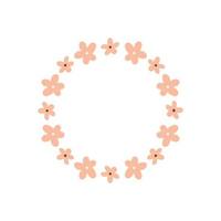 guirlanda floral com lindas margaridas rosa isoladas no fundo branco. moldura redonda com flores. ilustração vetorial desenhada à mão. perfeito para cartões, convites, decorações, logotipo, vários designs. vetor