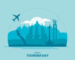 dia mundial do turismo com ilustração plana de marco vetor