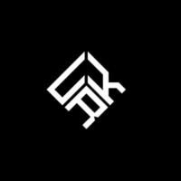 design de logotipo de carta urk em fundo preto. conceito de logotipo de carta de iniciais criativas urk. design de letra urk. vetor