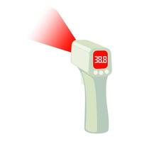 ícone de termômetro infravermelho sem contato em estilo simples, isolado no fundo branco, mostra a temperatura do calor. ilustração vetorial.
