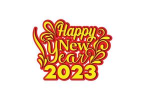 feliz ano novo 2023 logotipo, banner, modelo de design de camiseta vetor