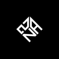 design de logotipo de carta zna em fundo preto. conceito de logotipo de letra de iniciais criativas zna. design de letra zna. vetor