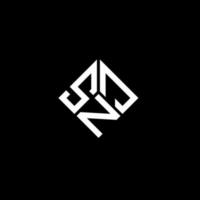 design de logotipo de carta snj em fundo preto. conceito de logotipo de letra de iniciais criativas snj. design de letra snj. vetor