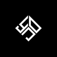 design de logotipo de carta yjo em fundo preto. conceito de logotipo de letra de iniciais criativas yjo. design de letra yjo. vetor
