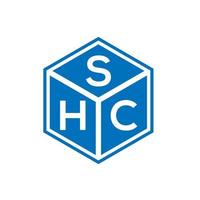 design de logotipo de carta shc em fundo preto. conceito de logotipo de letra de iniciais criativas shc. design de letra shc. vetor