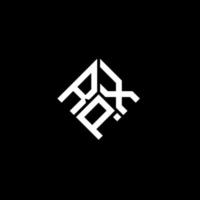 design de logotipo de carta rpx em fundo preto. conceito de logotipo de letra de iniciais criativas rpx. design de carta rpx. vetor