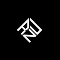 design de logotipo de carta rnu em fundo preto. conceito de logotipo de letra de iniciais criativas rnu. design de letra rnu. vetor