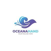 logotipo da mão oceana vetor