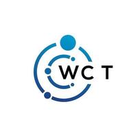 design de logotipo de tecnologia de letra wct em fundo branco. wct iniciais criativas carta-lo conceito de logotipo. design de letra wct. vetor