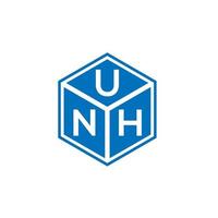 design de logotipo de carta unh em fundo preto. conceito de logotipo de letra de iniciais criativas da unh. design de letra unh. vetor