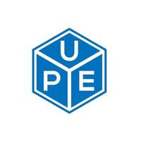 design de logotipo de carta upe em fundo preto. conceito de logotipo de carta de iniciais criativas upe. design de letra upe. vetor