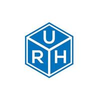 design de logotipo de carta urh em fundo preto. urh conceito de logotipo de letra de iniciais criativas. urh design de letras. vetor