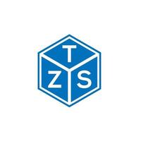 design de logotipo de carta tzs em fundo preto. conceito de logotipo de letra de iniciais criativas tzs. design de letra tzs. vetor