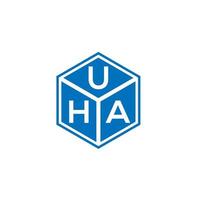 design de logotipo de letra uha em fundo preto. uha conceito de logotipo de letra de iniciais criativas. uha design de letras. vetor