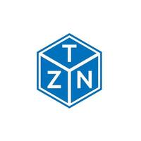 design de logotipo de carta tzn em fundo preto. conceito de logotipo de letra de iniciais criativas tzn. design de letra tzn. vetor