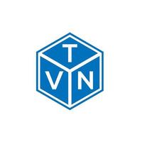 design de logotipo de carta tvn em fundo preto. conceito de logotipo de letra de iniciais criativas tvn. design de letras tvn. vetor