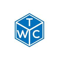 design de logotipo de letra twc em fundo preto. conceito de logotipo de letra de iniciais criativas twc. design de letra twc. vetor