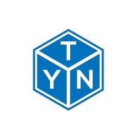 design de logotipo de carta tyn em fundo preto. conceito de logotipo de letra de iniciais criativas tyn. design de letra tyn. vetor