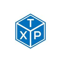 design de logotipo de carta txp em fundo preto. conceito de logotipo de letra de iniciais criativas txp. design de letra txp. vetor