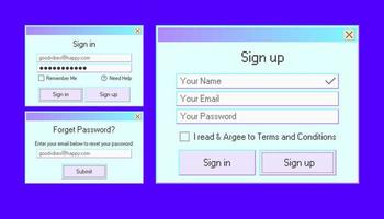 design de formulário de interface do usuário retrô de login. vetor Cadastre-se no modelo de página de inerface de pc antigo dos anos 90. esquecer o formulário de senha para experiência do usuário