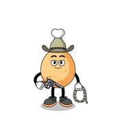 personagem mascote de frango frito como cowboy vetor