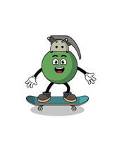 mascote granada jogando um skate vetor