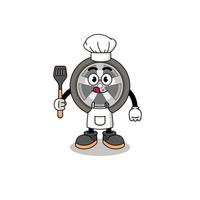 ilustração de mascote do chef de roda de carro vetor