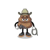 personagem mascote de cocô como um cowboy vetor