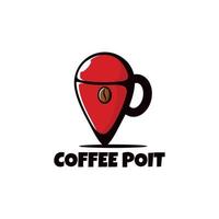 logotipo do ponto de café com xícara e localização vetor