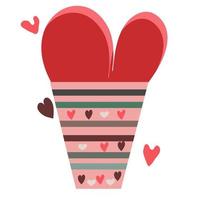 feliz dia dos namorados ilustração vetorial de cartão. cupido, corações, doces, diamantes. vetor