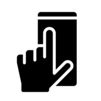 telefone móvel usando o ícone de glifo preto. tecnologia de comunicação. interface do aplicativo. tela tocante. símbolo de silhueta no espaço em branco. pictograma sólido. ilustração vetorial isolada vetor