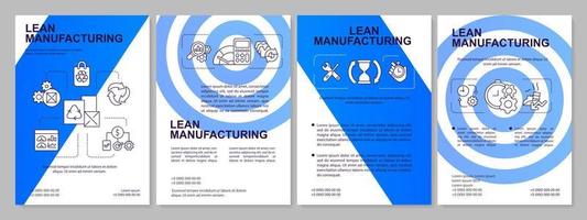 modelo de folheto azul de fabricação enxuta. processo de produção. design de folheto com ícones lineares. 4 layouts vetoriais para apresentação, relatórios anuais. vetor