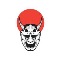 ilustração vetorial de design de logotipo de máscara oni de demônio japonês vetor