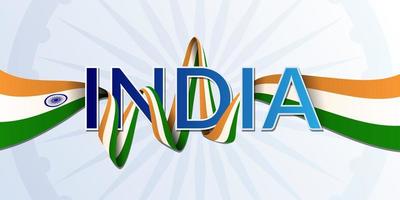 banner realista do dia da independência da índia com decoração de bandeira ondulada vetor