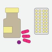 tabelas de pílulas de medicina de saúde ilustração vetorial ícone de farmácia vetor