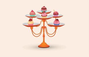 Cupcake stand vector