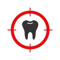 mire no ícone de glifo de dente. ameaça à saúde bucal. símbolo de silhueta. espaço negativo. ilustração vetorial isolada vetor