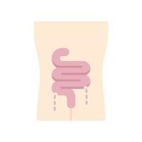 intestino doente design plano ícone de cor de sombra longa. órgão humano dolorido. doença das pessoas. sistema digestivo insalubre. parte interna do corpo doente. trato gastrointestinal. ilustração em vetor silhueta