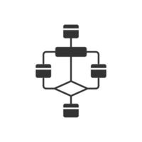 ícone de glifo de fluxograma. diagrama. visualização das etapas de resolução de problemas. representação gráfica do algoritmo. sequência lógica do programa. símbolo de silhueta. espaço negativo. ilustração vetorial isolada vetor