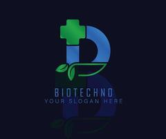 logotipo de biotecnologia com letra de folha de ervas d. modelo de vetor de logotipo de ervas. logotipo de ervas médicas.