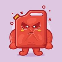 mascote de personagem de jerrycan de combustível sério com desenho isolado de expressão de raiva em design de estilo simples vetor