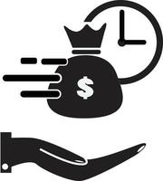 ícone de empréstimo rápido e fácil. ícone de providência de dinheiro rápido. símbolo de crédito instantâneo fácil. sinal de dinheiro rápido. vetor