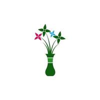 design de logotipo de ícone de vaso de flores vetor