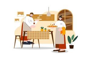 conceito de ilustração plana de serviço de restaurante em fundo branco vetor