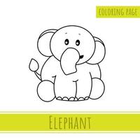 página para colorir de elefante fofo. adequado para atividades infantis vetor