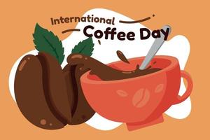 ilustração plana de dia internacional do café vetor