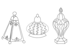 conjunto de lanternas orientais em estilo doodle. decoração. ilustração vetorial. vetor