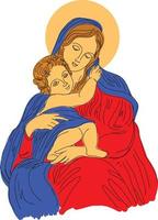 maria mãe e jesus cristo ilustração vetorial vetor