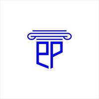 design criativo de logotipo de carta pp com gráfico vetorial vetor